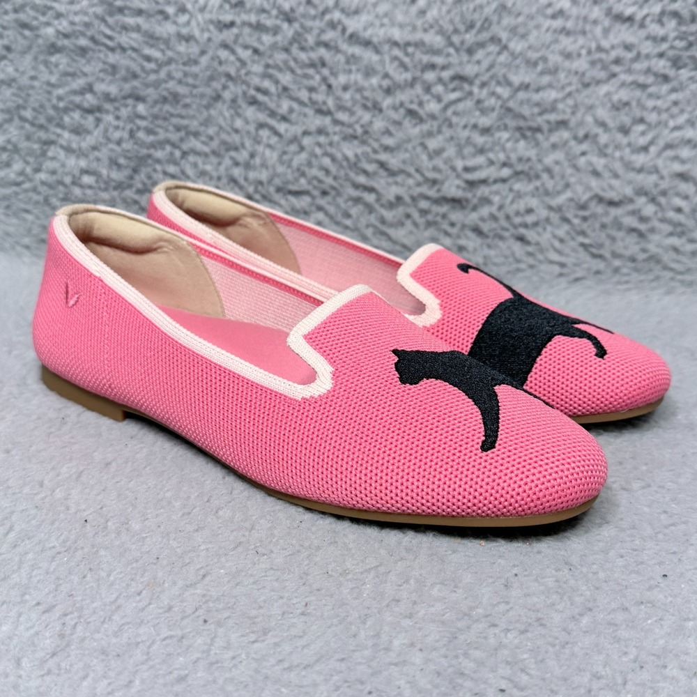 Vivaia Audrey Black Cat Womens 35 US‎ 5 Slip On Loafers Shoes Pink Black Cat